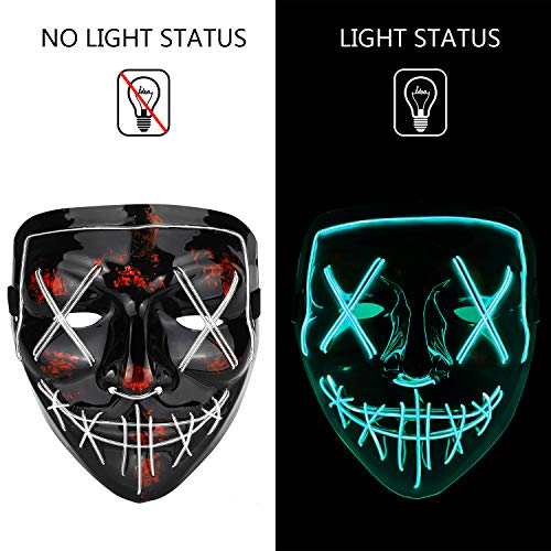 Poptrend LED Halloween Mask – 3 Light Modes, Comfortable Fit for Adults & Kids