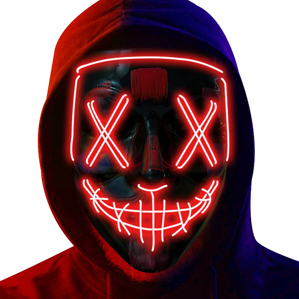 Poptrend LED Light Up Halloween Mask – 3 Modes, Padded Fit, Safe EL Wire