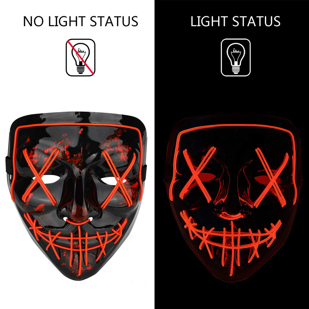 Poptrend LED Light Up Halloween Mask – 3 Modes, Padded Fit, Safe EL Wire