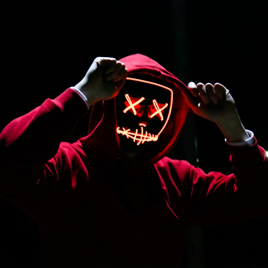 Poptrend LED Light Up Halloween Mask – 3 Modes, Padded Fit, Safe EL Wire