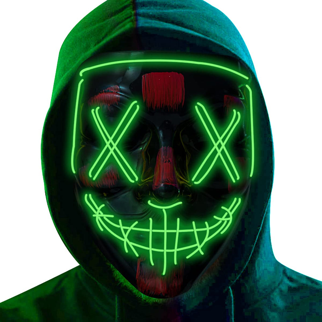 Poptrend LED Light Up Mask for Halloween and Festivals – 3 Modes, Comfortable, Safe