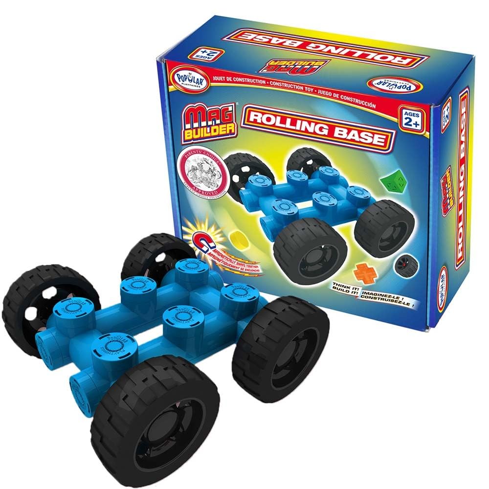 Popular Playthings Mag Builder Rolling Base – Magnetic Stem Building Toy for Toddlers Ages 2+
