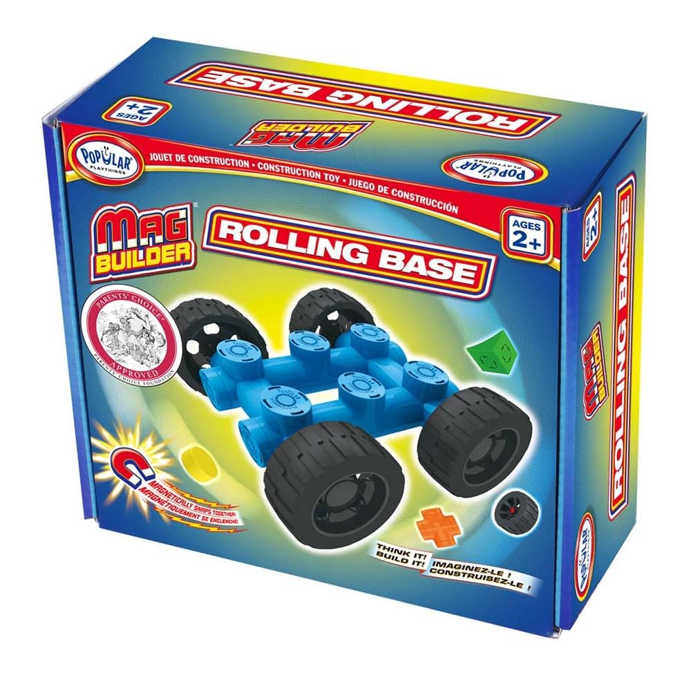 Popular Playthings Mag Builder Rolling Base – Magnetic Stem Building Toy for Toddlers Ages 2+
