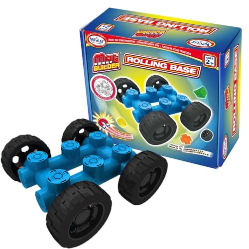Popular Playthings Mag Builder Rolling Base – Magnetic Stem Building Toy for Toddlers Ages 2+