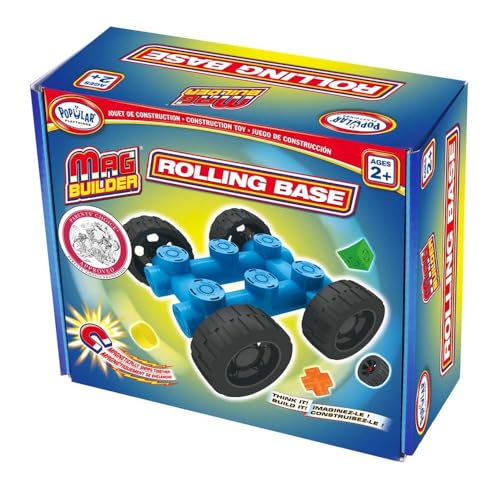 Popular Playthings Mag Builder Rolling Base – Magnetic Stem Building Toy for Toddlers Ages 2+