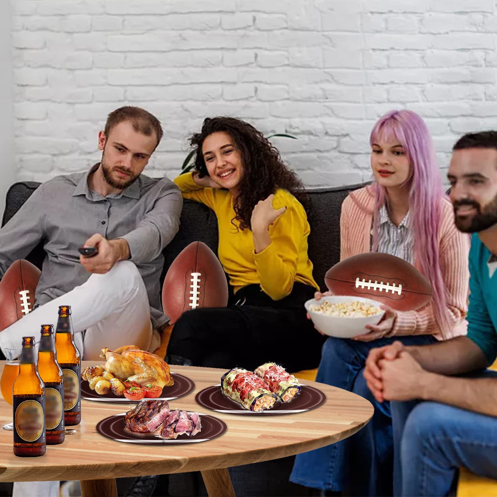 Poqirzan 50-Pack 9-Inch Football Paper Plates – Disposable Dinnerware for Game Day Parties