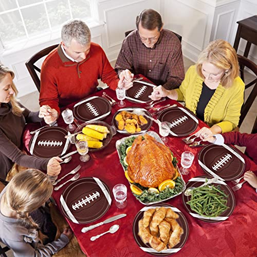 Poqirzan 50-Pack 9-Inch Football Paper Plates – Disposable Dinnerware for Game Day Parties