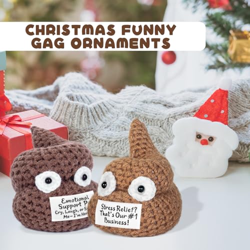 Positive Poo - Emotional Support Crochet Poop Toy, Funny Gag Gift for Adults