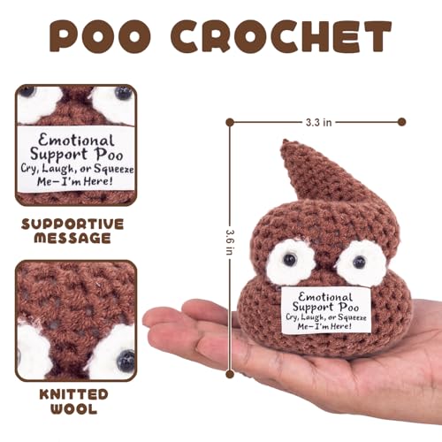 Positive Poo - Emotional Support Crochet Poop Toy, Funny Gag Gift for Adults