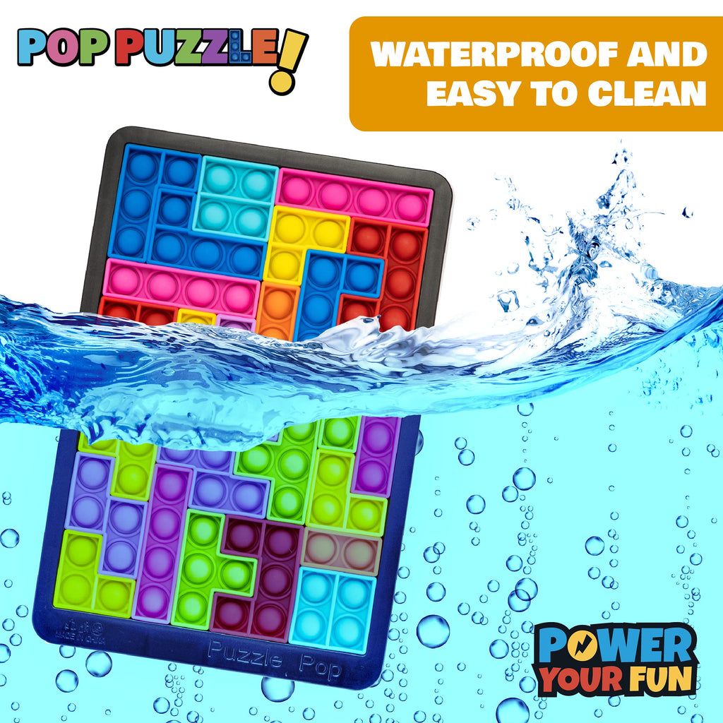 Power Your Fun Pop Puzzle Popper Fidget Game - 27pc Jigsaw Puzzle Pop It Toy for Kids and Adults, Stress Relief, STEM Learning, Non-Toxic Silicone, Black