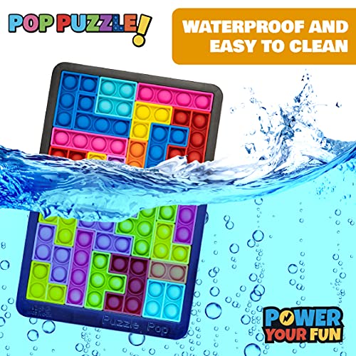Power Your Fun Pop Puzzle Popper Fidget Game - 27pc Jigsaw Puzzle Pop It Toy for Kids and Adults, Stress Relief, STEM Learning, Non-Toxic Silicone, Black