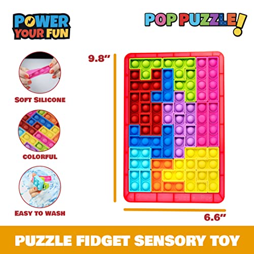 Power Your Fun Pop Puzzle Popper Fidget Game – 27pc Jigsaw Bubble Popper, Red