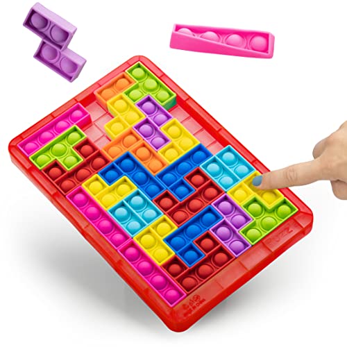 Power Your Fun Pop Puzzle Popper Fidget Game – 27pc Jigsaw Bubble Popper, Red