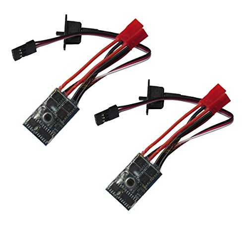 powerday 10A Brushed Motor Speed Controller with Brake – 2 Pack – for RC Cars, Boats, Tanks