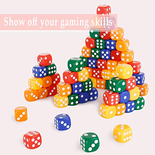 PowerKing 100-Count Multicolor Dice Set – 16mm Acrylic Dice for Games & Learning