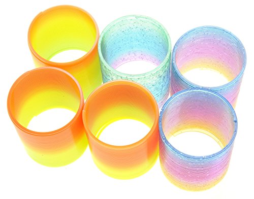 PowerTRC 12-Pack Mini Rainbow Slinky Toys – 2-Inch Spring Coils for Party Favors, Goodie Bags, and Classroom Prizes