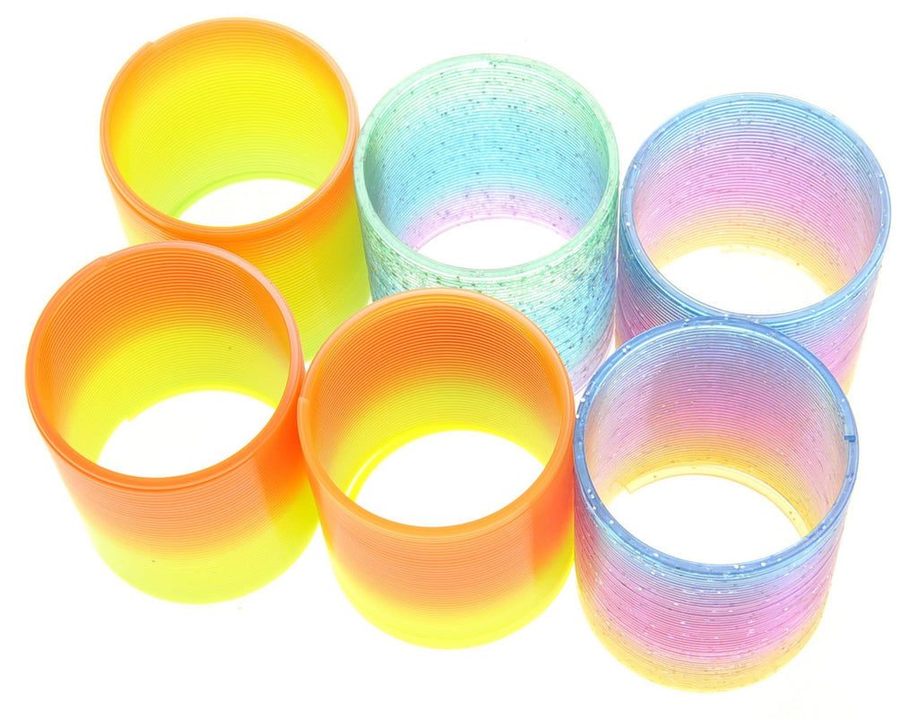 PowerTRC 12-Pack Mini Rainbow Slinky Toys – 2-Inch Spring Coils for Party Favors, Goodie Bags, and Classroom Prizes