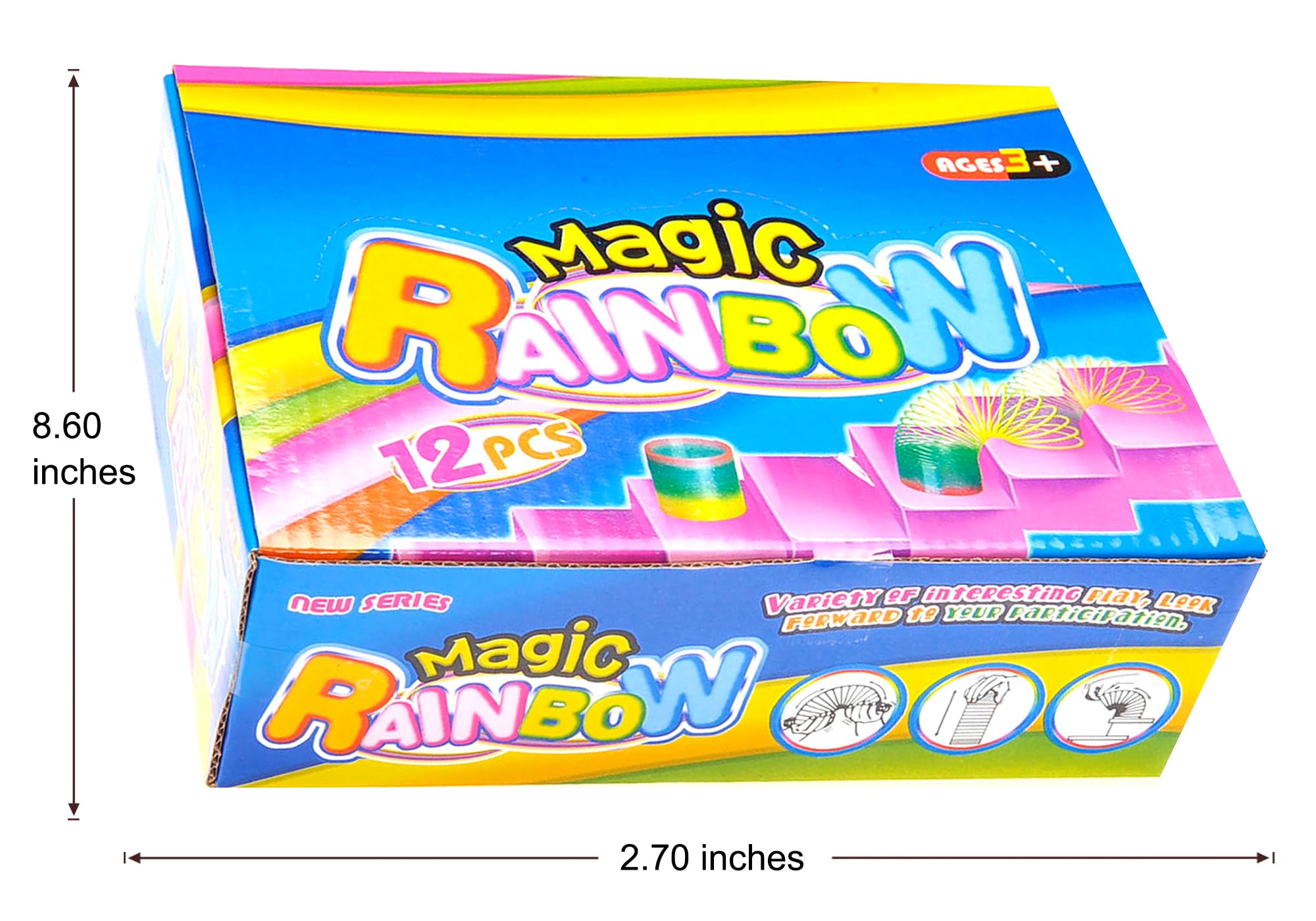 PowerTRC 12-Pack Mini Rainbow Slinky Toys – 2-Inch Spring Coils for Party Favors, Goodie Bags, and Classroom Prizes