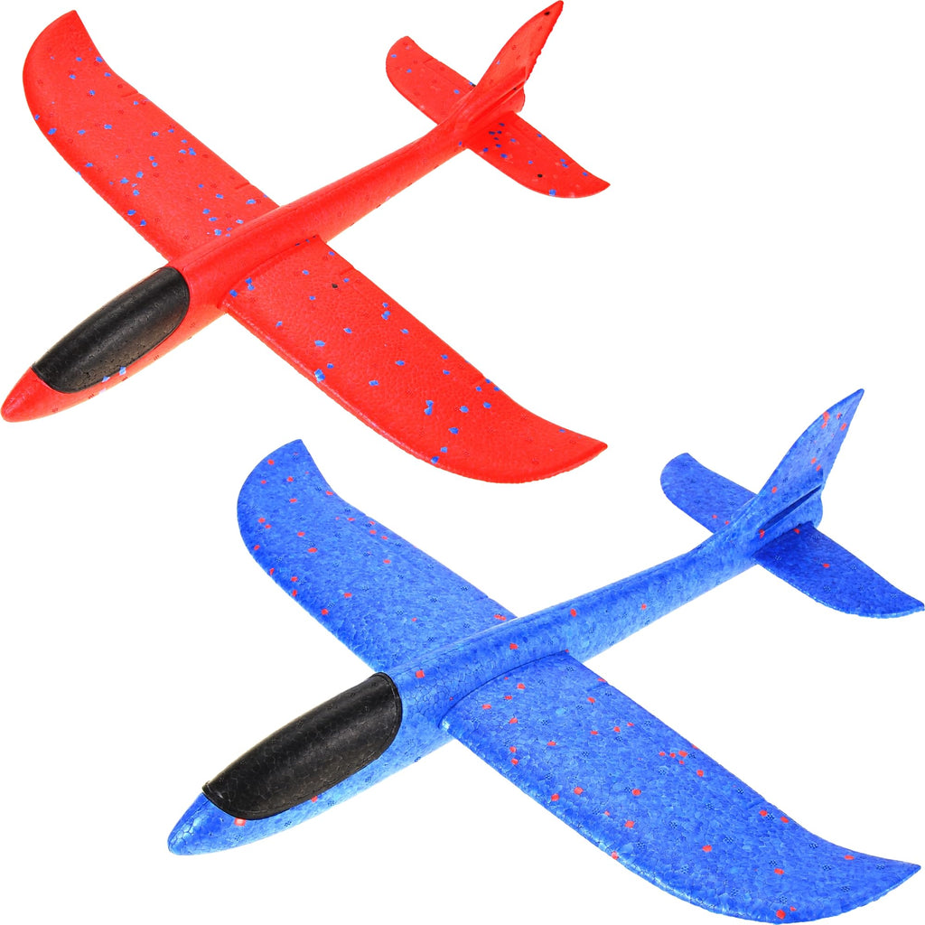 PowerTRC 17.5" Foam Gliding Airplane 2-Pack – Outdoor Toy with Adjustable Tail Modes