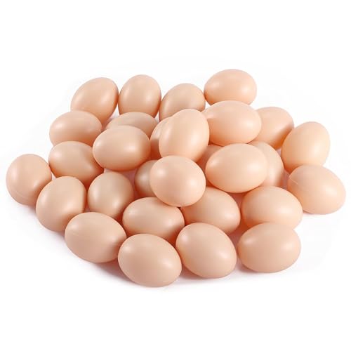 PowerTRC 30-Pack Plastic Pretend Play Eggs – Realistic Toy Chicken Eggs for DIY Easter Decorations and Kitchen Play