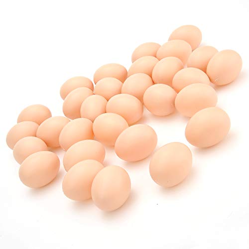 PowerTRC 30-Pack Plastic Pretend Play Eggs – Realistic Toy Chicken Eggs for DIY Easter Decorations and Kitchen Play