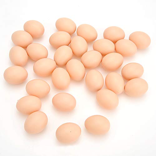 PowerTRC 30-Pack Plastic Pretend Play Eggs – Realistic Toy Chicken Eggs for DIY Easter Decorations and Kitchen Play