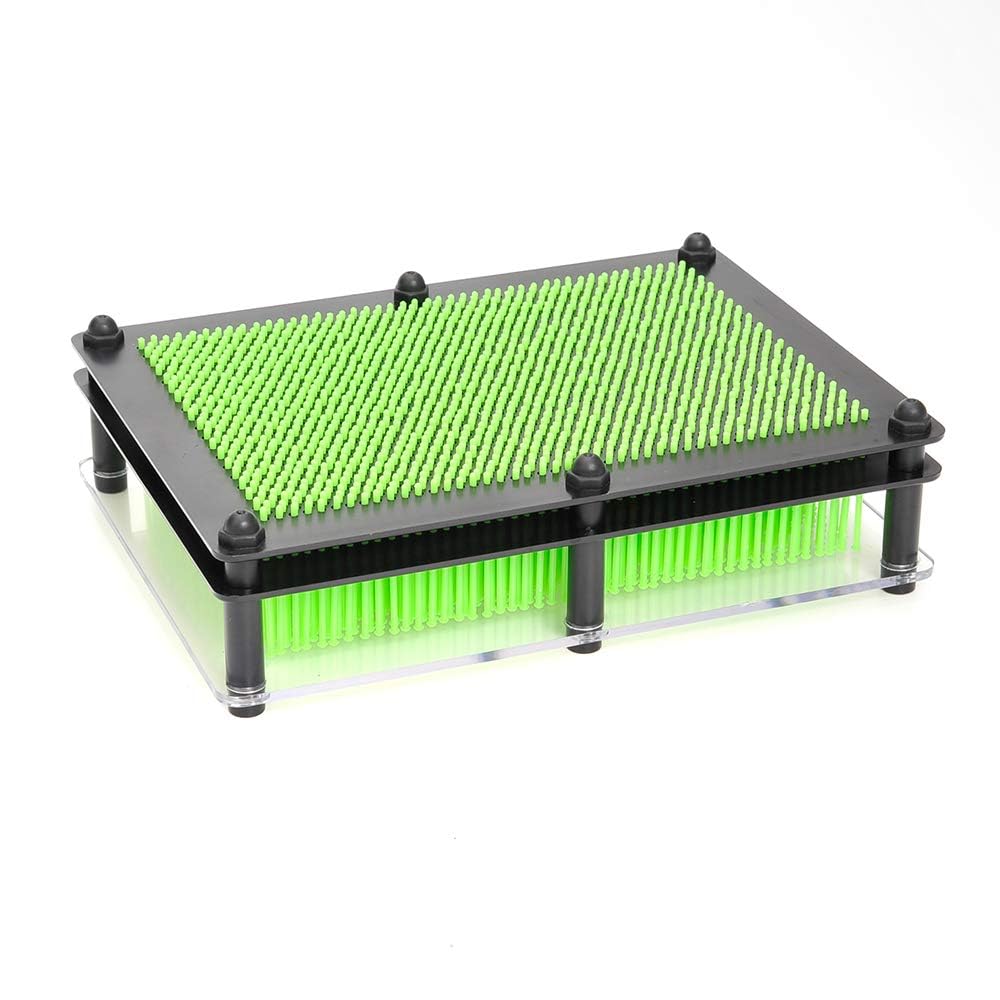 PowerTRC 3D Pin Art Sculpture - Green 8x6 Inch Hand Mold Toy for Creative Fun