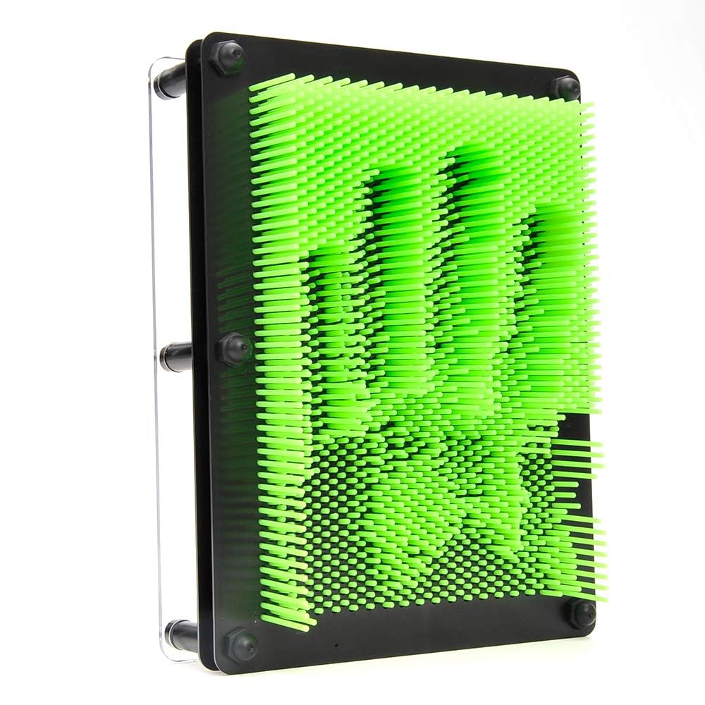PowerTRC 3D Pin Art Sculpture - Green 8x6 Inch Hand Mold Toy for Creative Fun