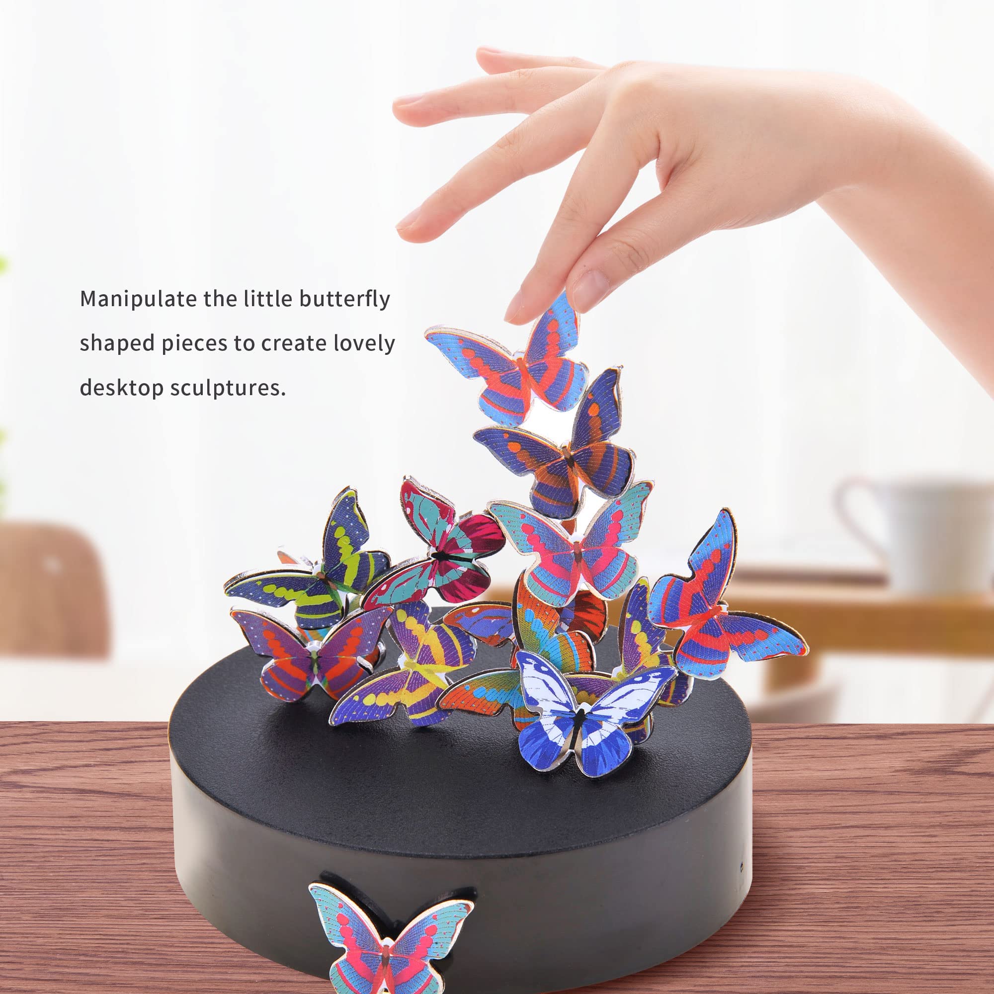 PowerTRC Magnetic Desktop Sculpture (Butterflies) – Mini Desk Art for Stress Relief & Creative Decor