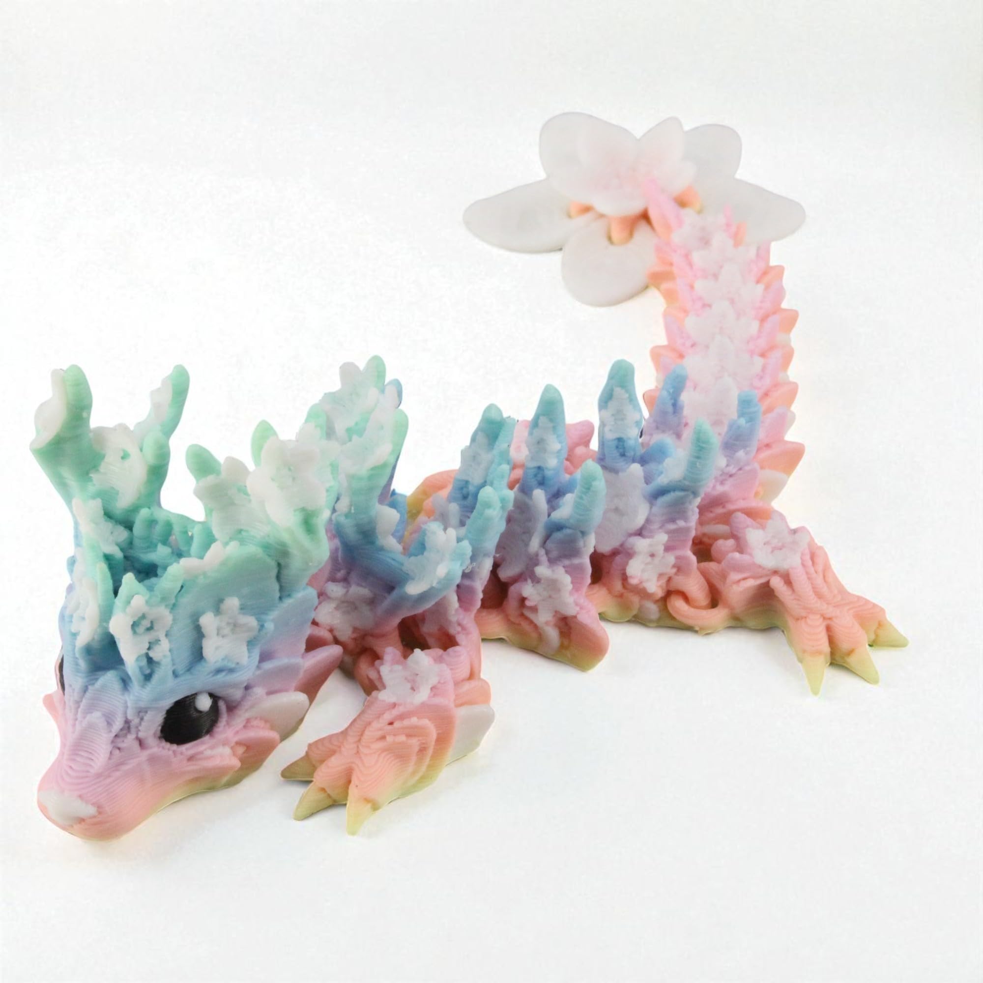 PowerTRC Mini Articulated 3D Printed Baby Blossom Dragon – Poseable Fidget Toy, 5.5 Inches, Made in USA