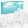 PP OPOUNT 120-Pack Balloon Sticks with Cups - 12.6" Plastic Balloon Holders for Party Decorations (White, Upgraded)