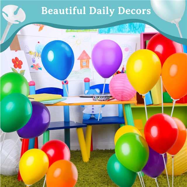 PP OPOUNT 120-Pack Balloon Sticks with Cups - 12.6" Plastic Balloon Holders for Party Decorations (White, Upgraded)