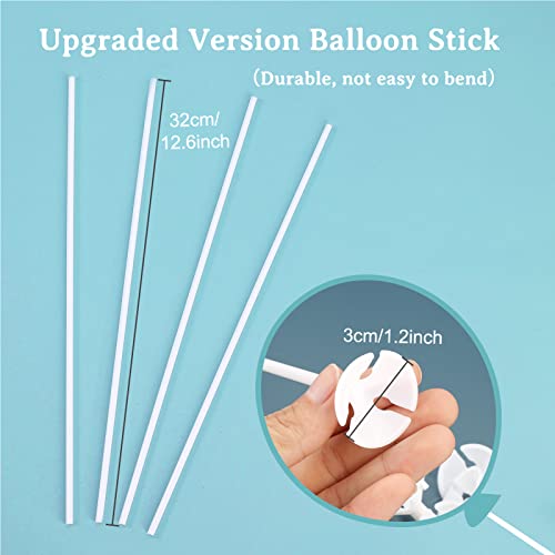 PP OPOUNT 120-Pack Balloon Sticks with Cups - 12.6" Plastic Balloon Holders for Party Decorations (White, Upgraded)