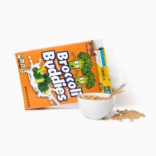 Prank-O Broccoli Buddies Empty Cereal Box – Hilarious Prank Gift for Kids, 12.5 x 9.4 x 2.5 Inches