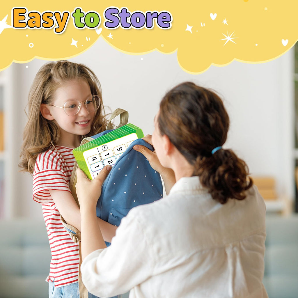 PraxiKidy Place Value Dry Erase Flash Cards – 12 Pack, 9x12 Inches, Double-Sided for Regrouping Practice