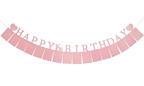 Pre-Strung Sweet 16 Photo Banner in Rose Gold – 16 Card Frames for 4x6 Photos – PartyHooman