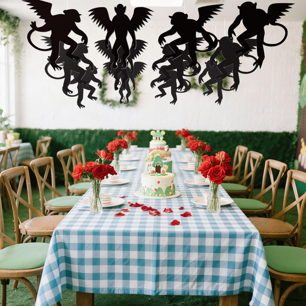 Preboun 15-Pack Hanging Wizard Monkey Decorations - Black Paper Banner for Halloween Party Ceiling Decor