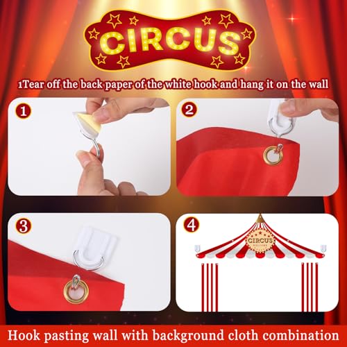 Preboun 3 Pcs Circus Tent Decorations Set - Carnival Party Banner, Striped Pennant, Clown Birthday Decor