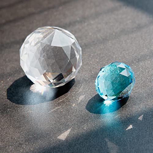 Prefdo 12-Inch Gazing Ball Spiral Tail Wind Spinner - Stainless Steel with 2 K9 Crystal Glass Balls, Lake Blue
