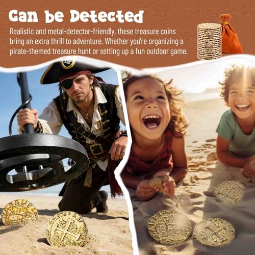 Prefdo 35-Piece Large Gold Pirate Coins Set - 1.18" Zinc Alloy Spanish Doubloon Replicas for Board Games, RPGs, and Treasure Hunts