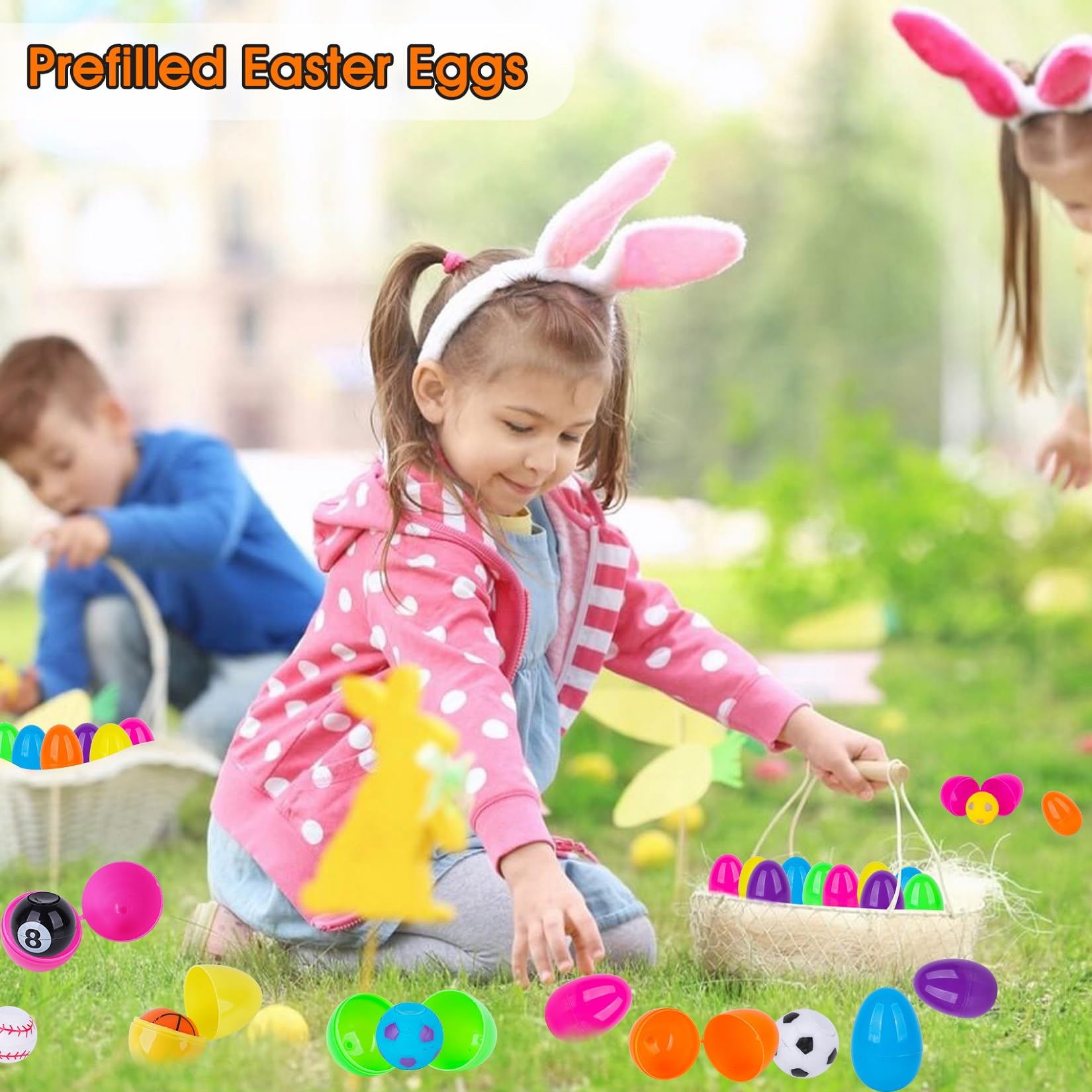 Prefilled Easter Eggs with Sports Ball Spinners – 24 Pack for Easter Basket Stuffers