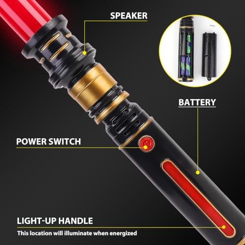 PremToytics Light Up LED Saber – Red, Retractable Blade with FX Sound Effects & Realistic Handle