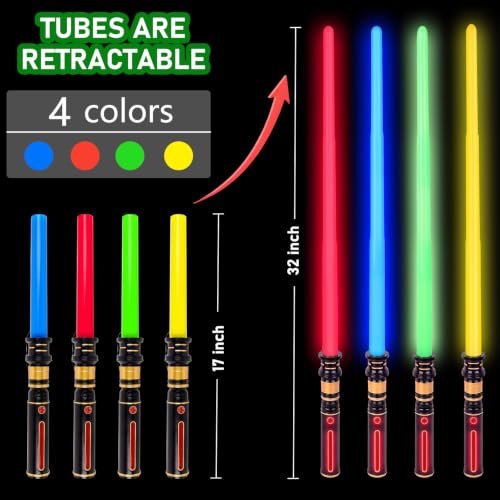 PremToytics Light Up LED Saber – Red, Retractable Blade with FX Sound Effects & Realistic Handle