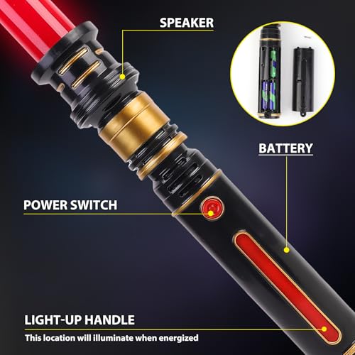 PremToytics Light Up LED Saber with FX Sound – Retractable 17 to 32 Inch Yellow Blade