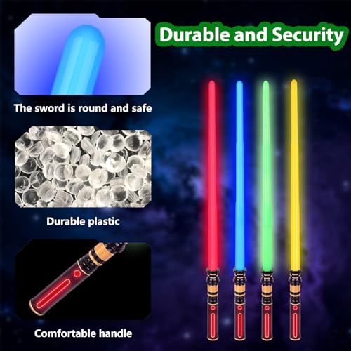 PremToytics Light Up LED Saber with FX Sound – Retractable 17 to 32 Inch Yellow Blade