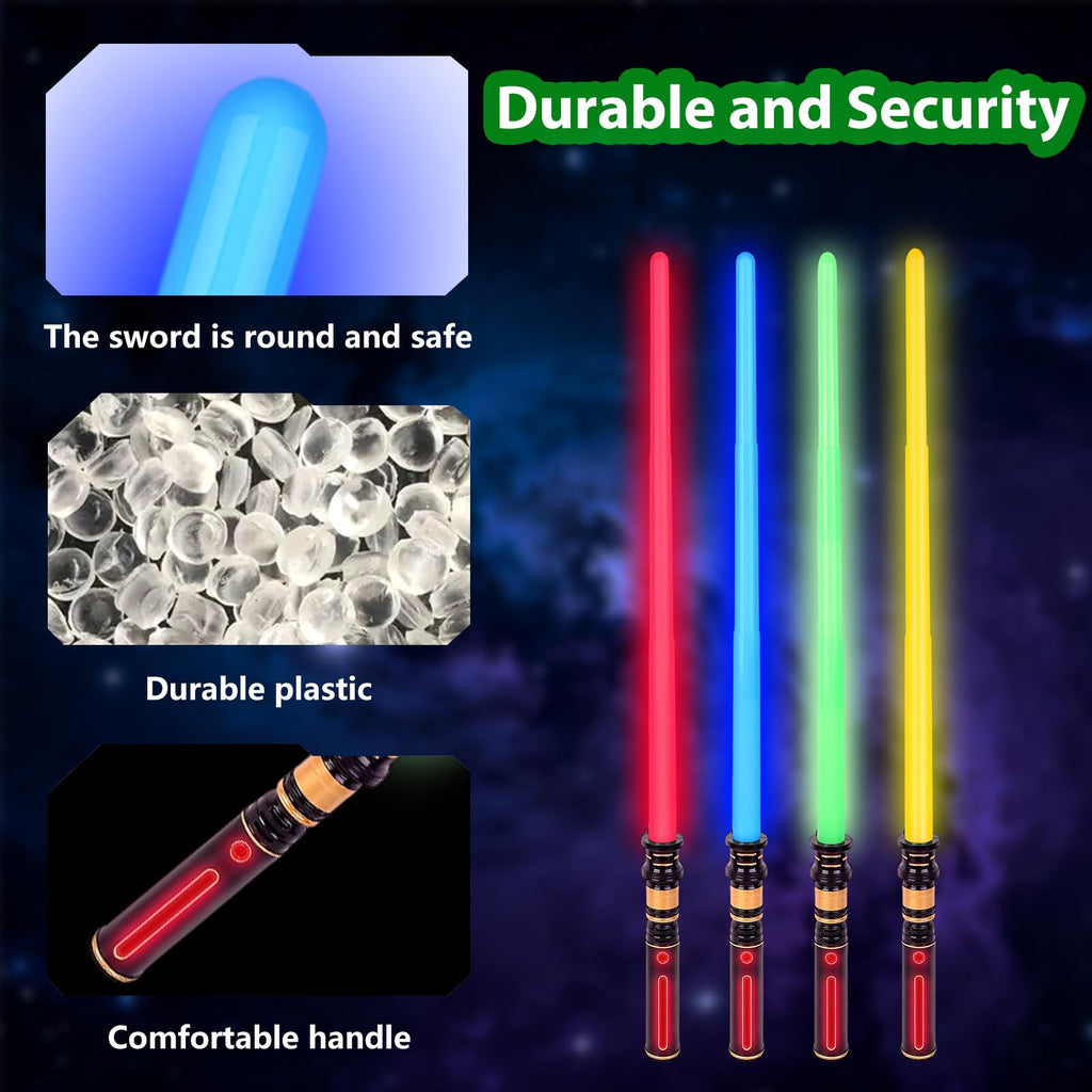 PremToytics Light Up LED Saber with FX Sound – Retractable 17 to 32 Inch Yellow Blade
