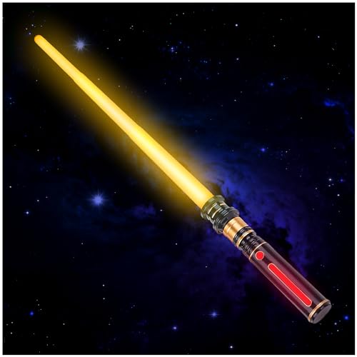 PremToytics Light Up LED Saber with FX Sound – Retractable 17 to 32 Inch Yellow Blade
