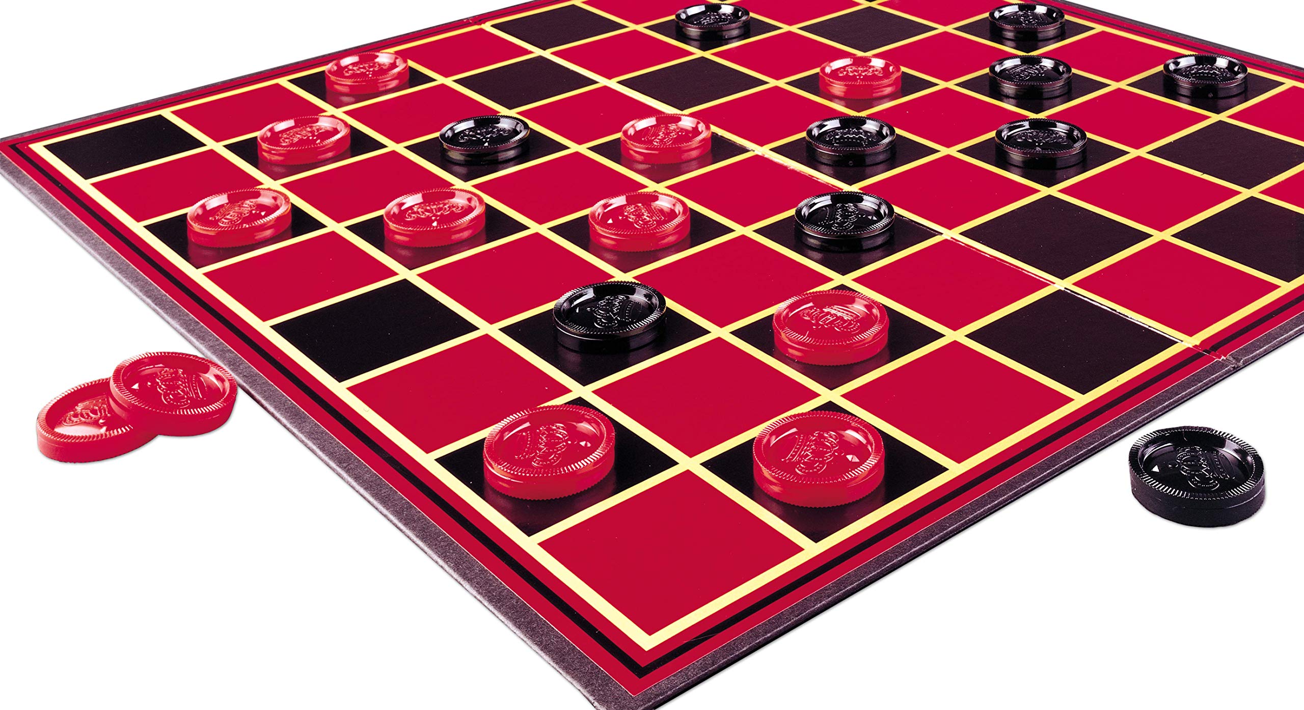 Pressman Checkers – Classic 2-Player Strategy Game with Folding Board and Interlocking Pieces