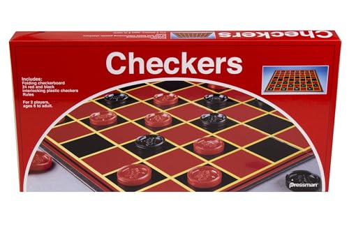 Pressman Checkers – Classic 2-Player Strategy Game with Folding Board and Interlocking Pieces