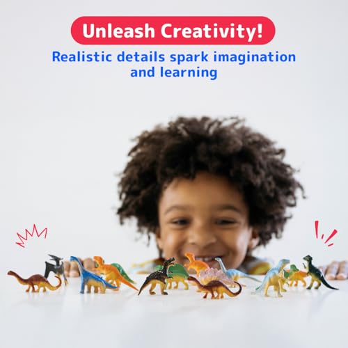 PREXTEX 72 Count Mini Dinosaur Figurines – Plastic Dinosaur Party Favors for Kids